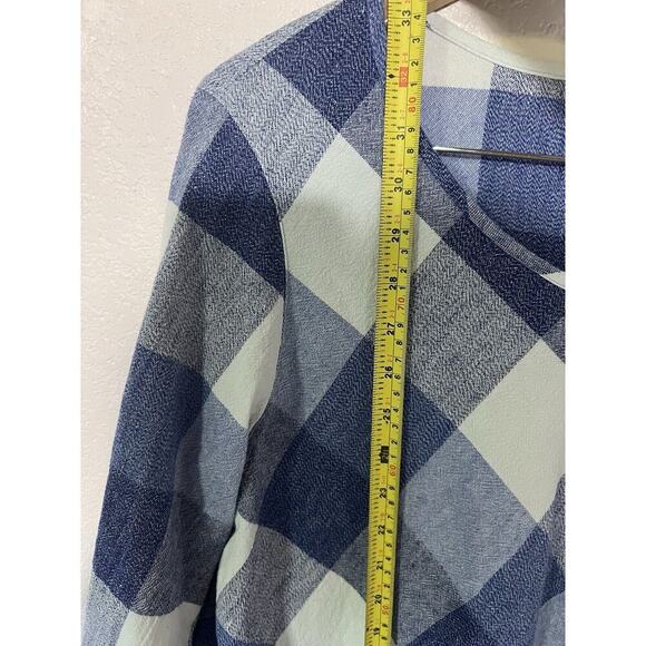Ali Miles Blouse Women Size L Blue Plaid Tunic Shirt Button Relaxed Timeless - Picture 6 of 7